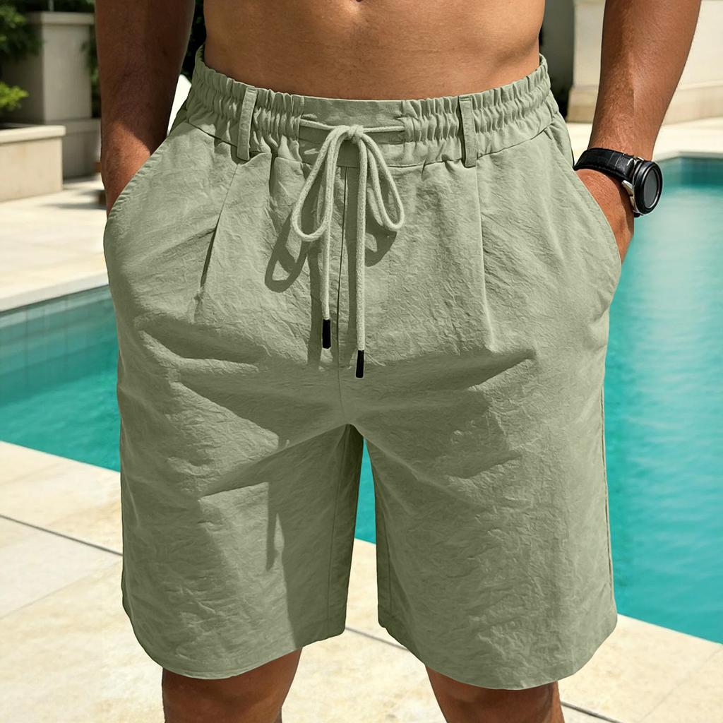 Men's Loose Linen-Cotton Drawstring Shorts
