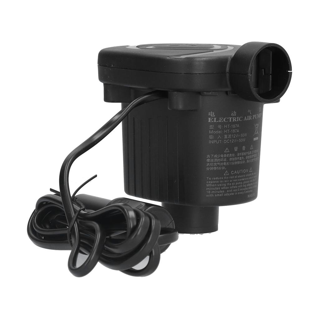 Air Pump DC12V Power 50W 2 Functional Nozzles Light Weight Inflator Pump for Rubber Boat