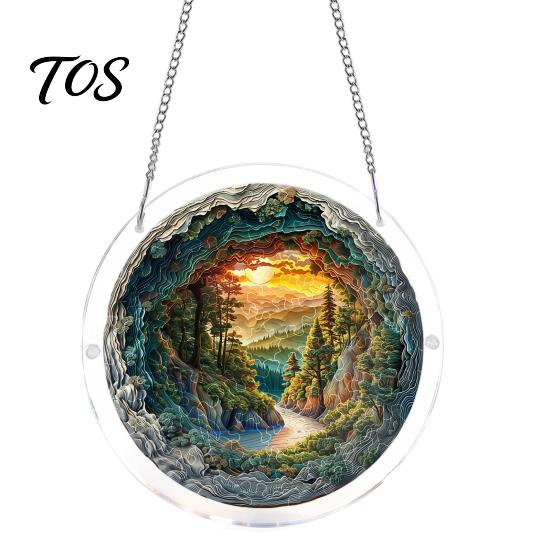 Non Fragile Glass Alternative 7.48 Inch Circular DIY Puzzle Suncatcher, Acrylic Stained Style Window Hanging Ornament, Crafts for Adults Waterproof