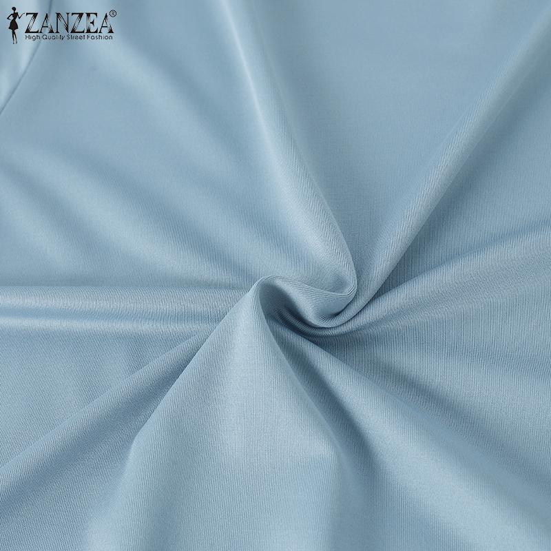 ZANZEA Lässiges Patchwork-Sommerkleid für Damen mit O-Ausschnitt und kurzen Ärmeln