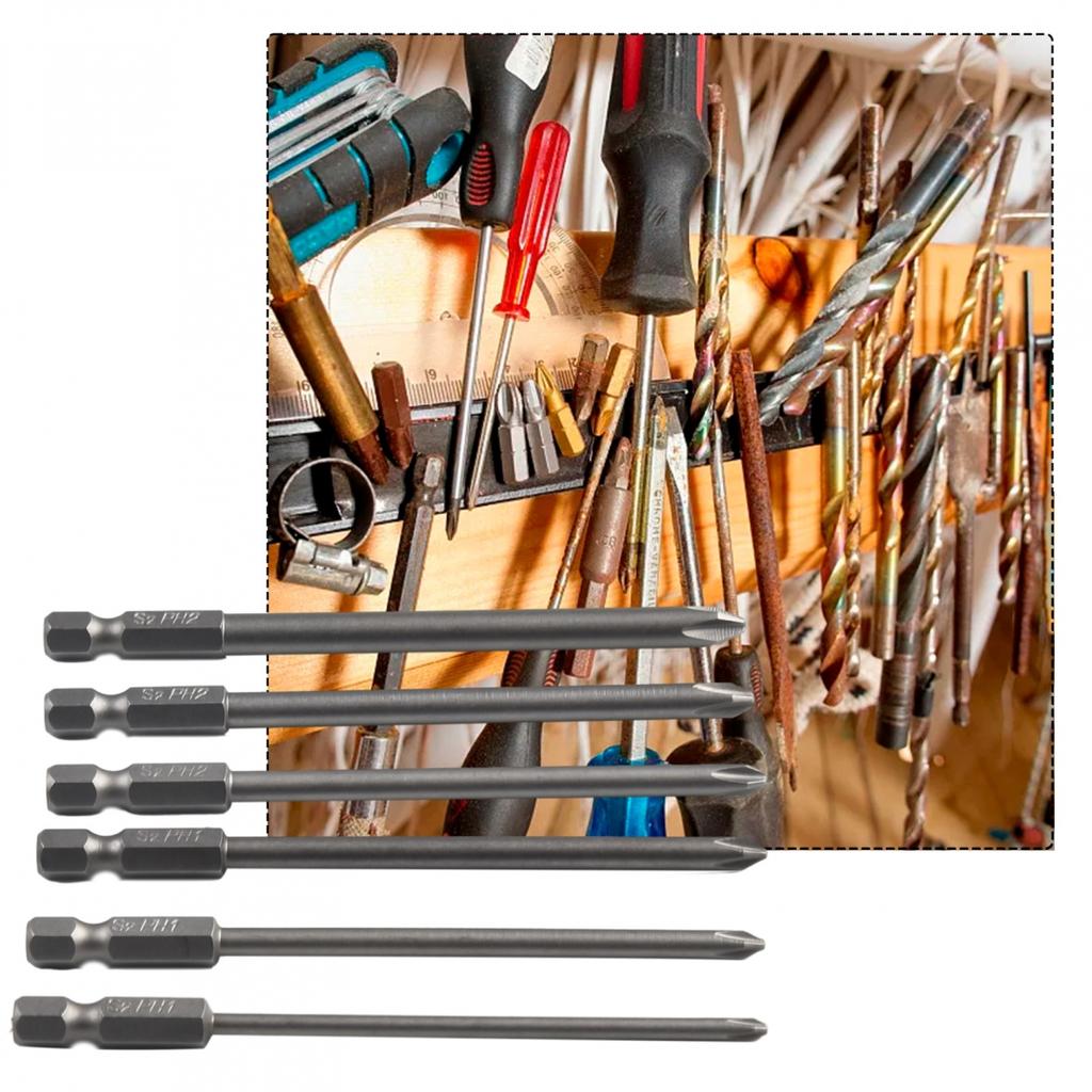 Screwdriver Bit Hand Tools 100mm Long 6Pcs/Set Cross Head