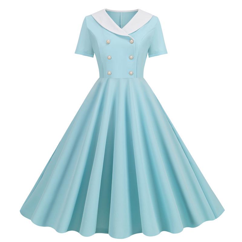2024 Summer Retro Big Swing Short Sleeve Casual Dress
