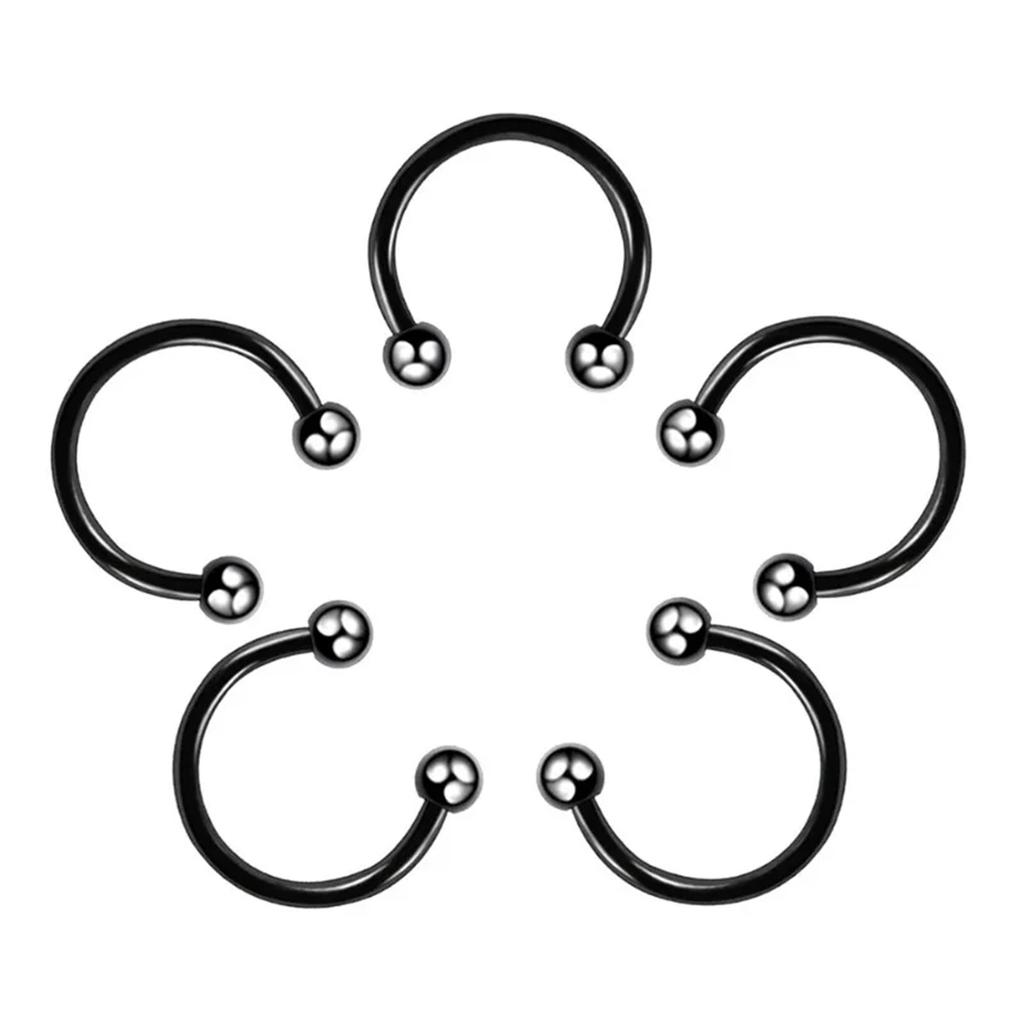 2 5 Pcs 16G Punk Stainless Steel Horseshoe Septum Nose Ring Cartilage Helix Ear Piercing Jewelry For Women Men