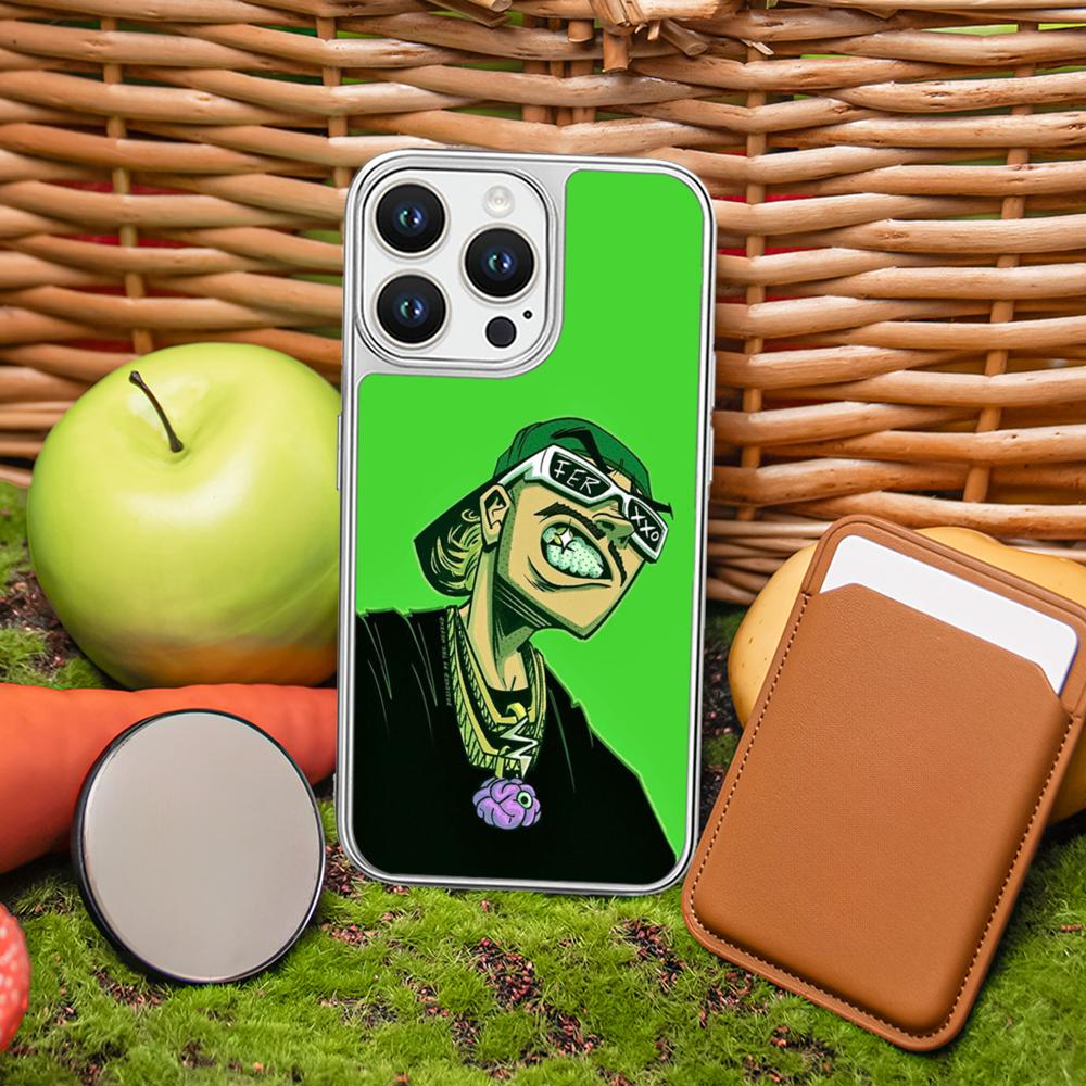 

Cool pop Fer-xxo singer poster pattern Phone Case for iPhone 16 15 14 13 12 11 Pro Max Sheepskin Silver-edged protective case iPhone 15