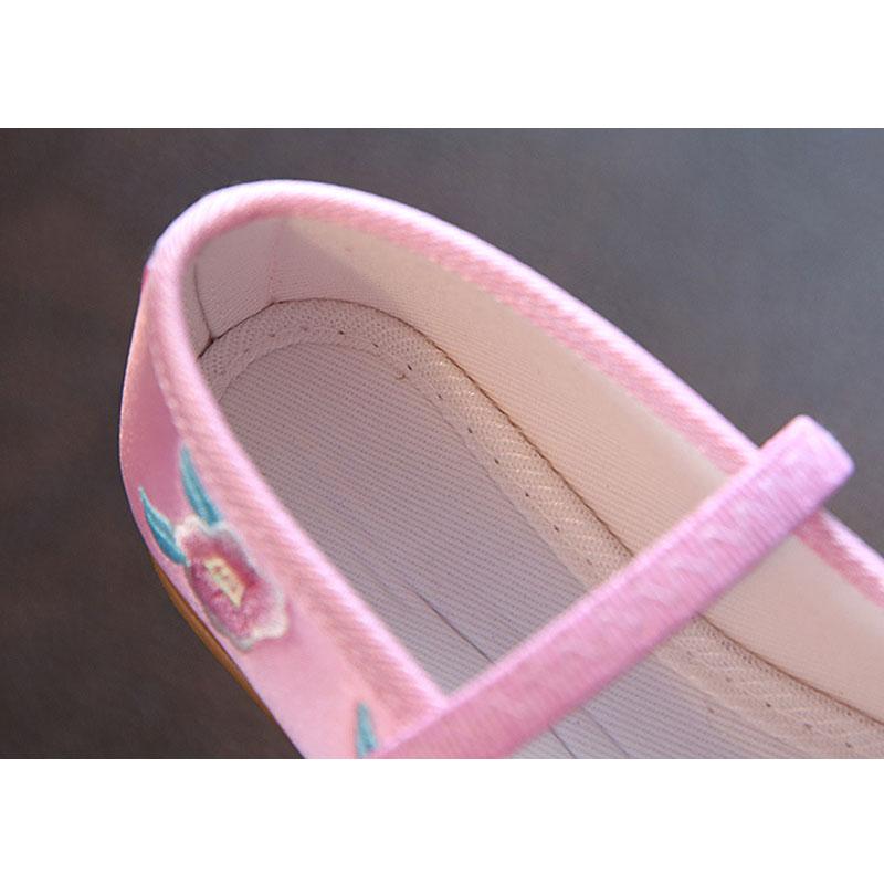 Kids Flowers Embroidered Casual Shoes Girls Canvas Ballets Flats Chinese Hanfu Tang Old Beijing Shoes Slipon Party Bridal Shoes