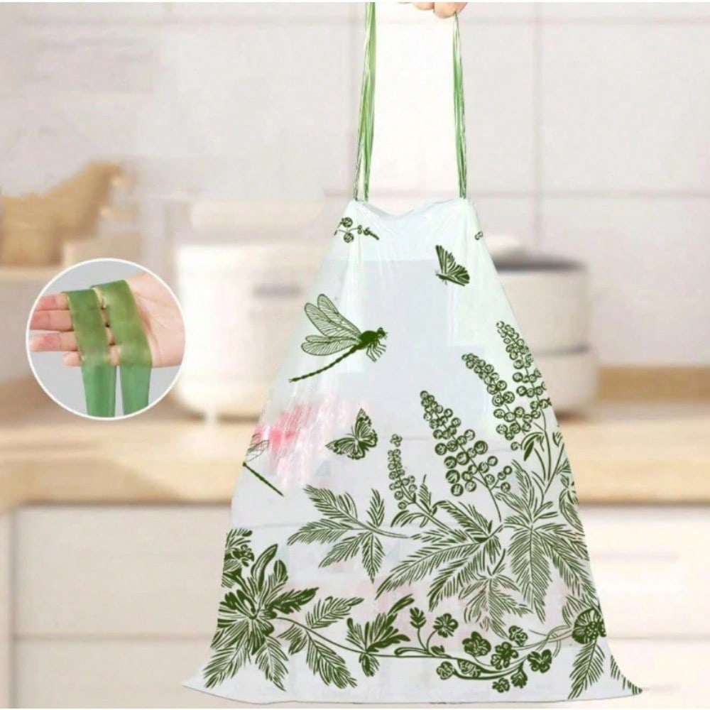 Mugwort & Floral Scented Trash Bags (30-Pack) - Drawstring Sealed With Butterfly Print For Odor Control 30pcs