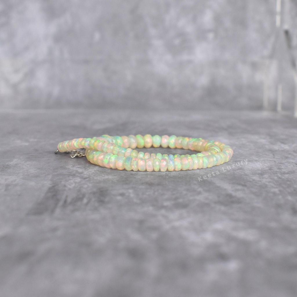Natural Opal Beaded Necklace Faceted Bead Necklace For Women Multi Flashy Opal Handmade Necklace Healing Crystal Unique Gifts for Her