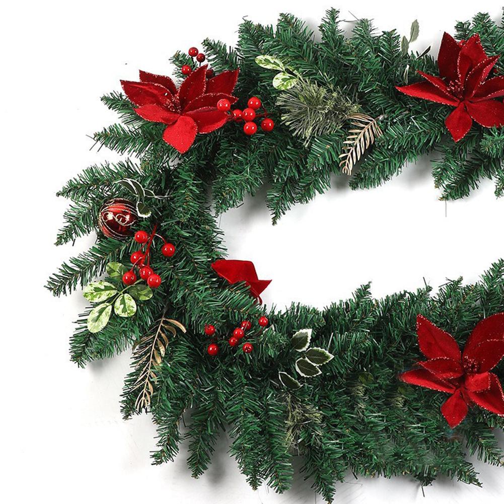 Christmas Garland Poinsettia Decoration Easy To Hang