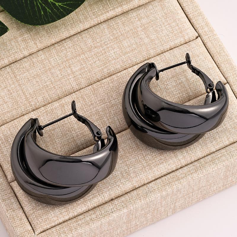 Trendy Gold Crisscross Wide Hoop Clip-On Earrings Minimalist Non-Pierced Jewelry for Women Daily Party Wear