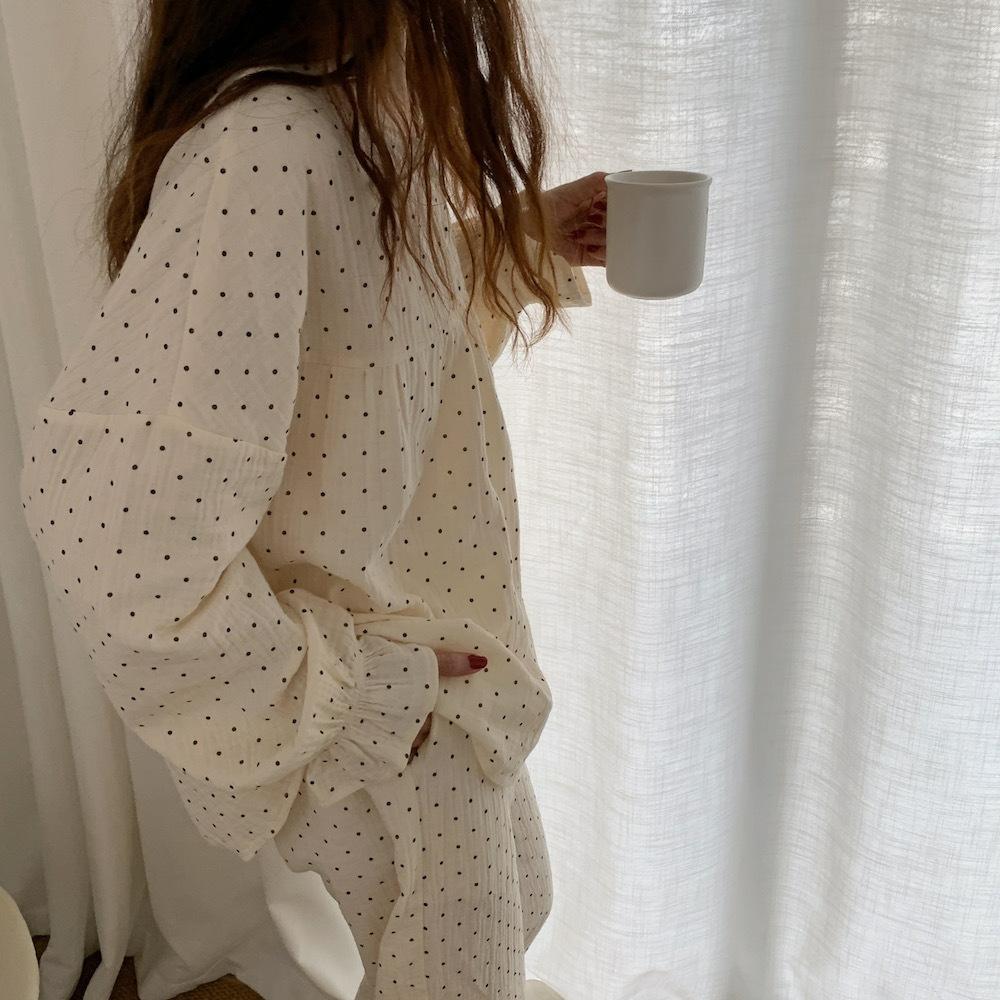 Pijama para Mujer Traje de Ropa para el Hogar Versión de Primavera y Otoño de Pantalones Largos de Manga Larga Sección Fina Traje de Ropa para el Hogar Holgado