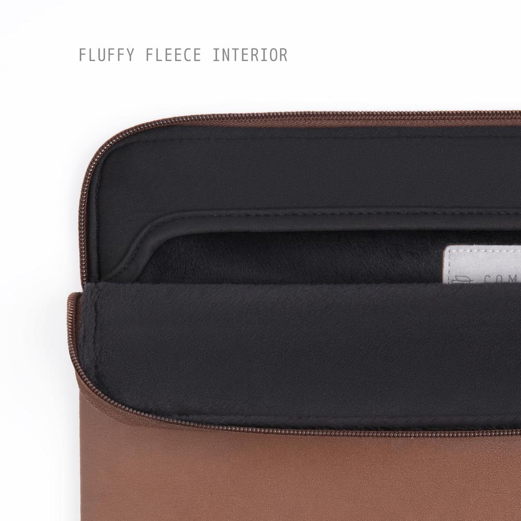 Comfyable Slim Protective Laptop Sleeve with Accessory Pouch Compatible with 13/13.3/14 Inch MacBook Pro & MacBook Air, Mac Travel Case, Slim PU Leath