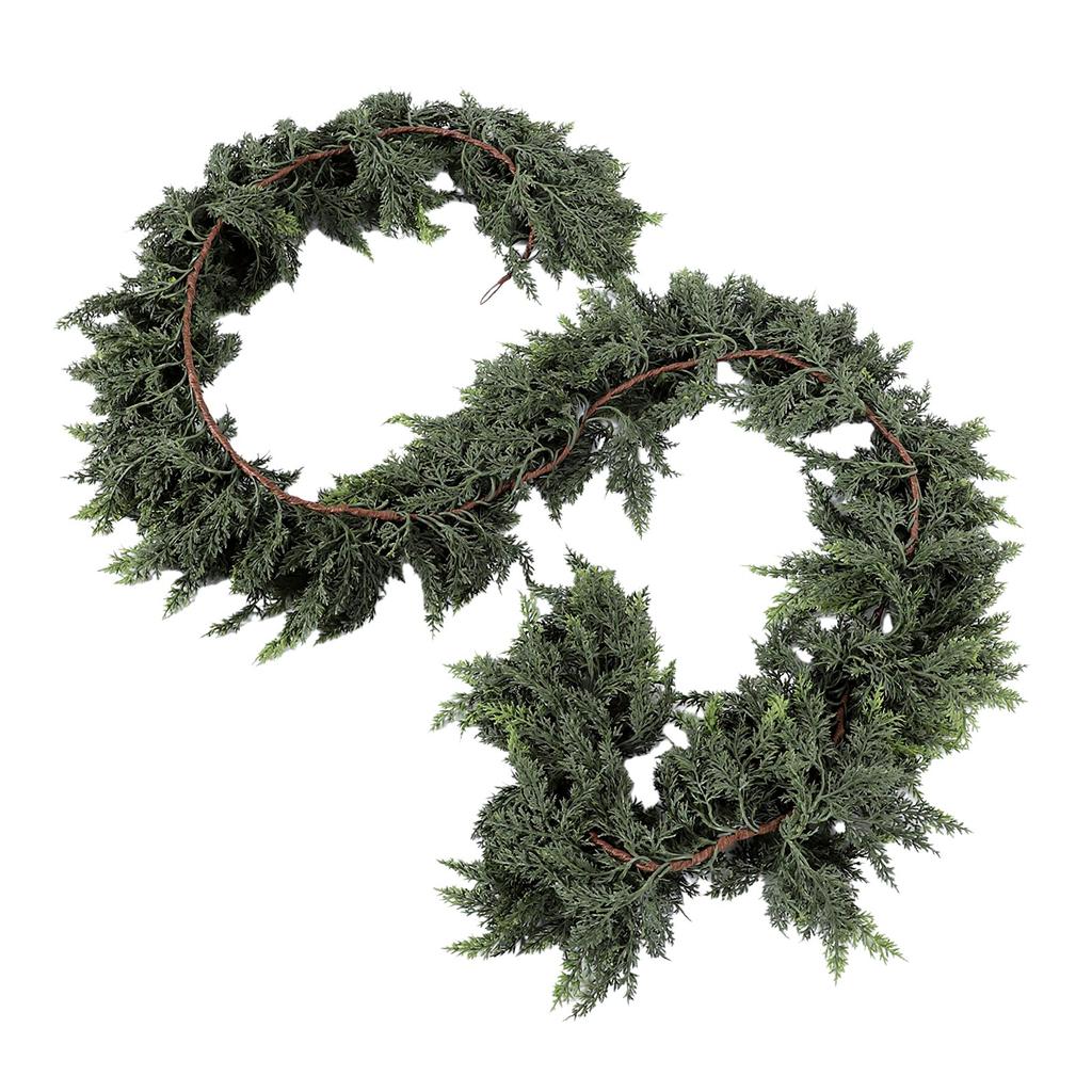 6FT Artificial Green Cedar Garland Xmas Faux Greenery Garland for Home Fireplace Mantle Indoor Outdoor Holiday Party