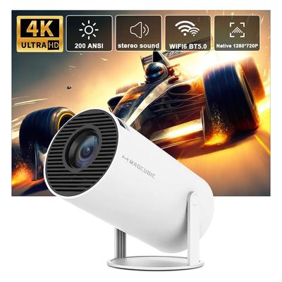 New HD Portable Projector HY300 4K Decoding Android 11 5G WiFi 6 200 ANSI Allwinner H713 BT5.0 1080P 720P Home Theater Outdoor Projector