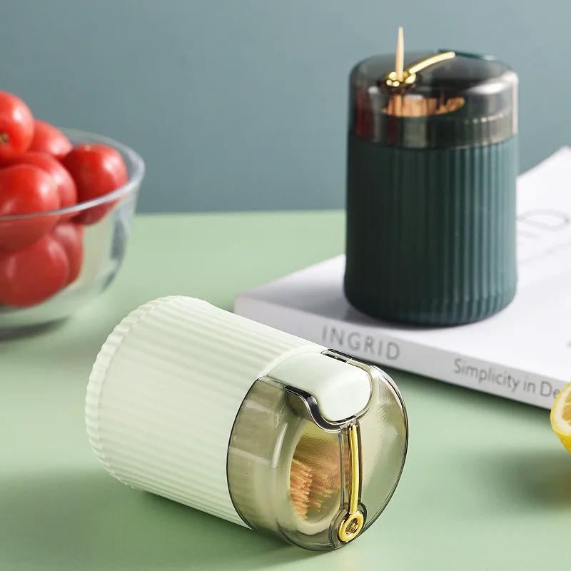 Toothpick Holder Organiser Pop-up Automatic Toothpick Dispenser Portable Plastic Toothpick Holder Creative Push Type