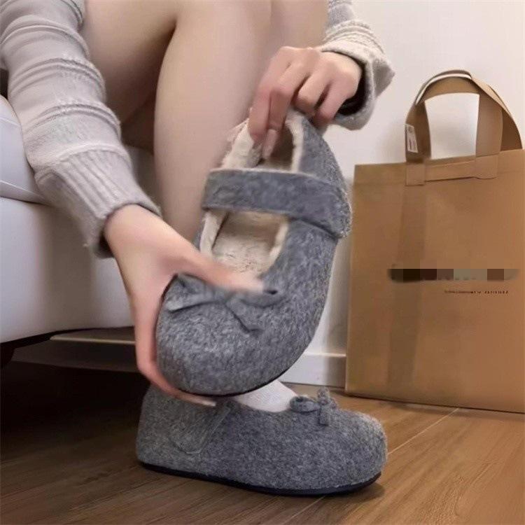 Retro kleiner Mann erhöhte Plateau Birkenstock Baumwollschuhe Winter Neu tragen warm Mary Jane Mao Mao Einzelschuhe
