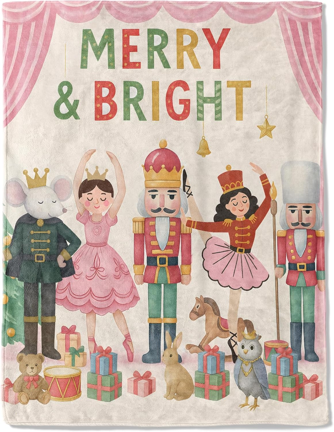 

Nutcracker Christmas Decorative Throw Blanket, Tree Soldier Print Decoration, Soft Flannel Winter Blankets for Couch Bed Sofa 75x90cm