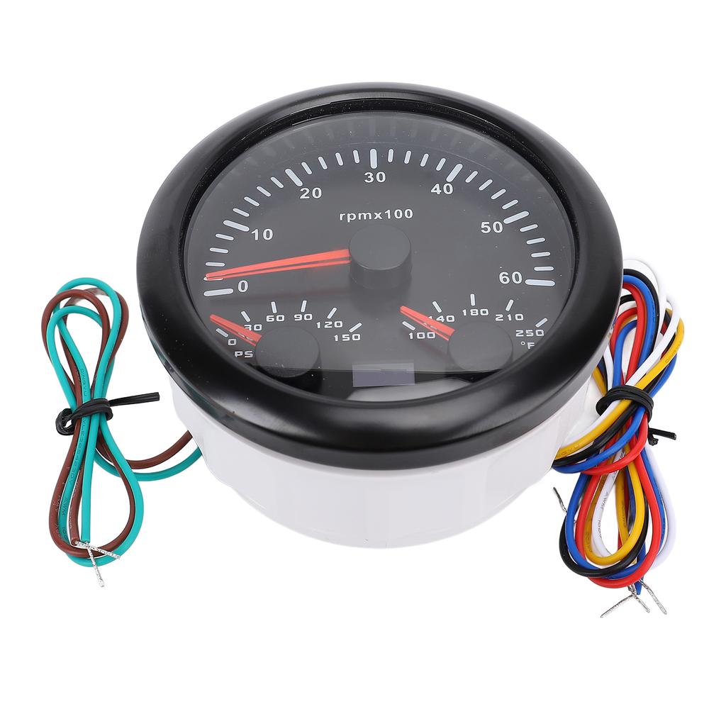 3 v 1 Elektrický tachometr Manometr tlaku oleje Teploměr vody 3 3 8in 6000rpm 0 až 150 PSI 100 až 250 Fahrenheita 7