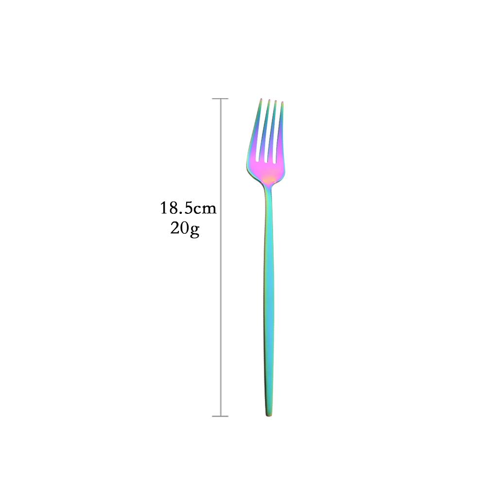 Matte Rainbow Tableware Cutlery Set Stainless Steel Dinnerware Dinner Party Silverware Fork Spoon Knife Fruit Fork Flatware Set