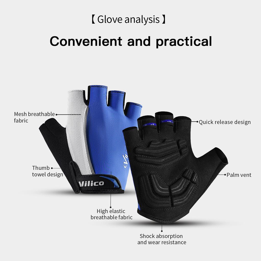 Quick Drying Short Finger Riding Gloves Shock Absorbing Anti Slip Fit Multiple Colors Cycling Gloves