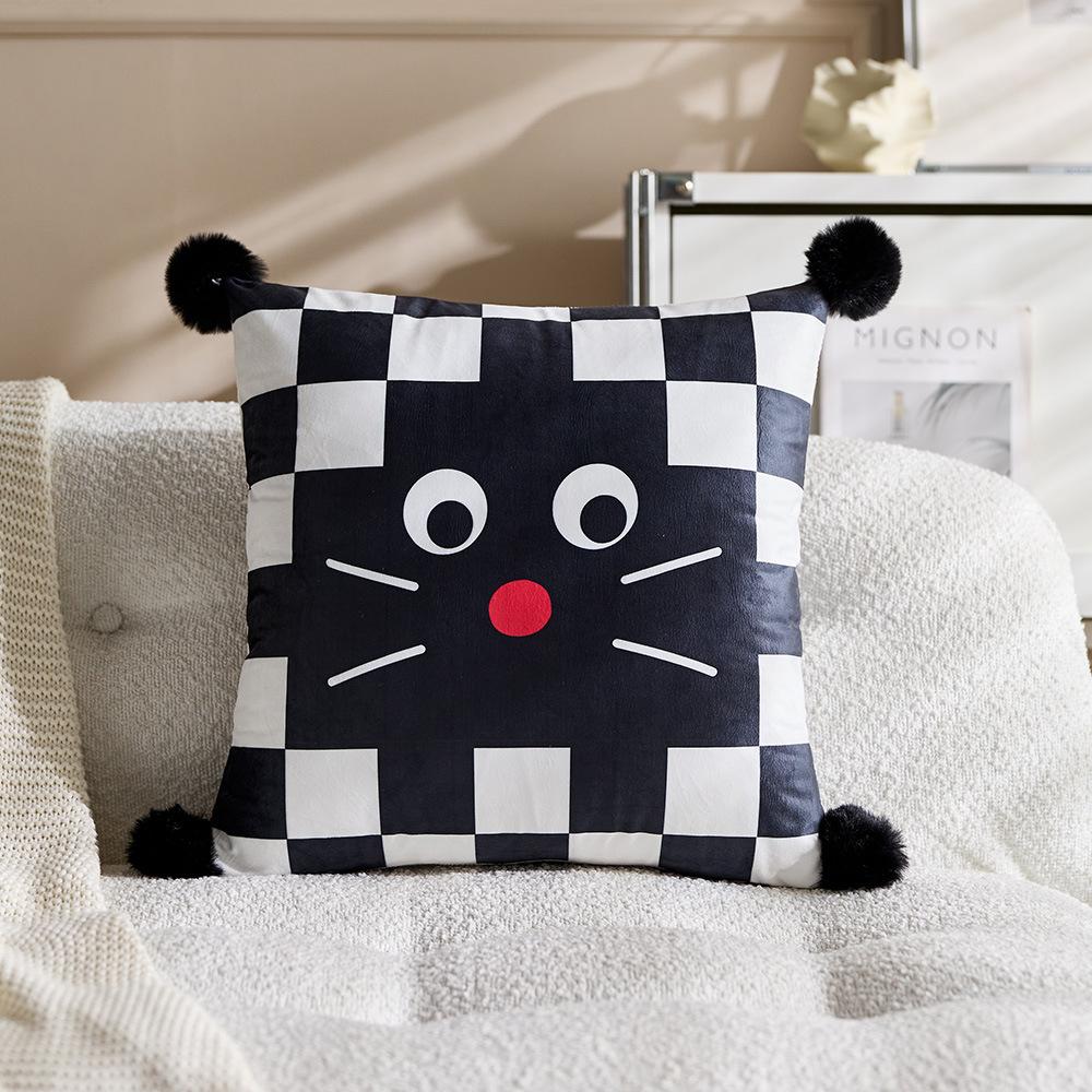 

Cute cat sofa waist pillow bedside cushion living room long throw pillow cartoon car pillow separate pillowcase