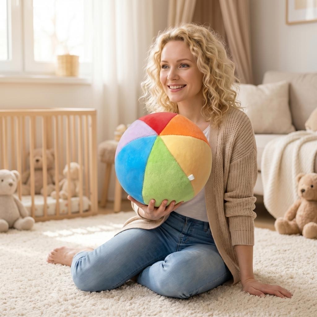 Soft Plush Rattle Ball Baby Handheld Sensory Toy with Bell Inside for Early Development and Hand Eye Coordination
