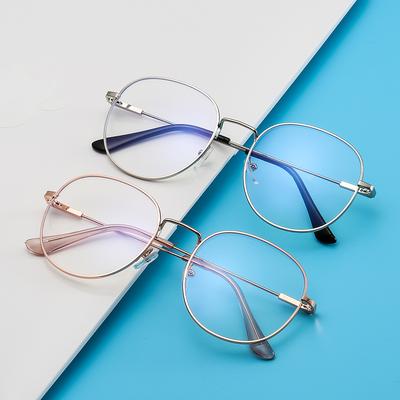 Retro Lenses Metal Anti-Blue Flat Glasses Computer Eye Protection Glasses Trendy Fashion Glasses Frame Round Frame Glasses Frame