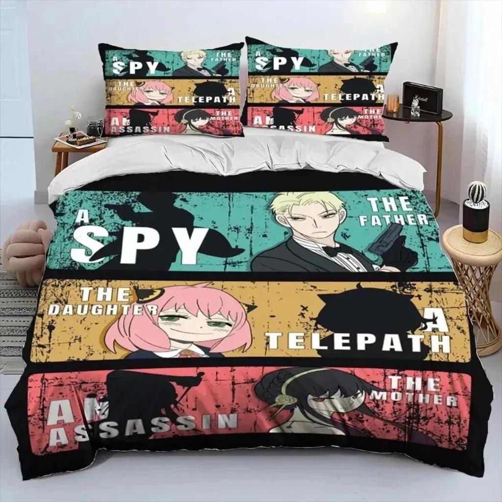 Anime SPY×FAMILY Anya Beding Set Young Boys Young Girls Twin Quen Sized Dimensions Soft Duvet Cover Pilowcase Bed Young Boys Adult People Fashion Home