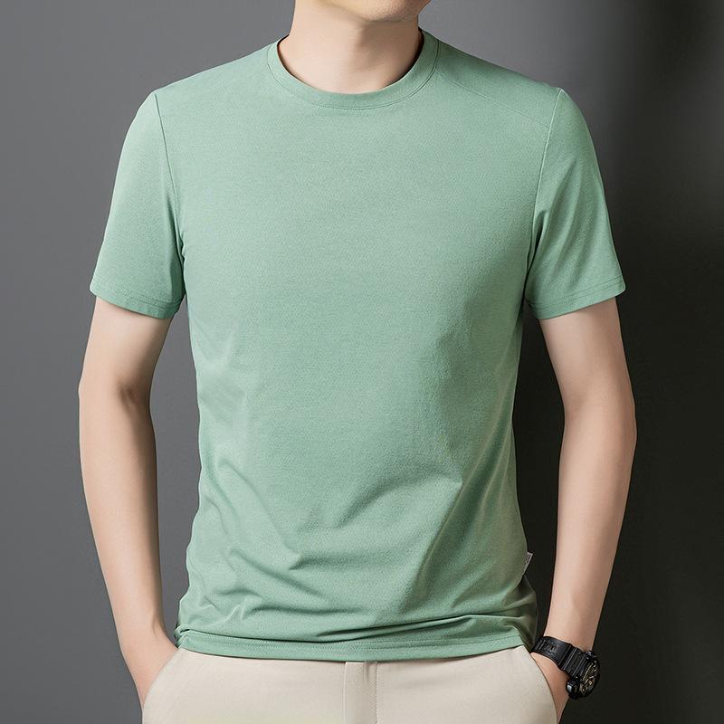Men'S T-Shirt Polo Shirt, Thin Bottoming Shirt, Solid Color Top, Short-Sleeved Crew Neck T-Shirt.