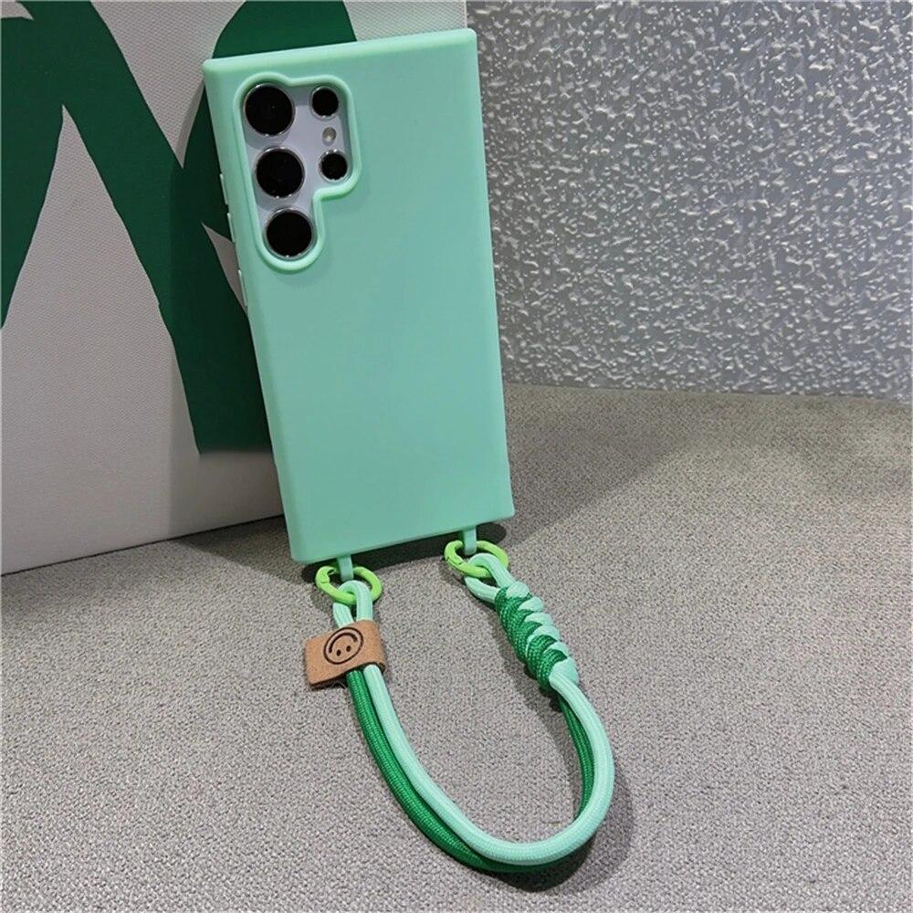 Crossbody Braided Lanyard Rope Case For Samsung S24 Ultra S23 FE S22 S21 Plus S20 FE A15 A05 A35 A55 A54 A34 A33 A53 A73 A52 A72 Soft Cover
