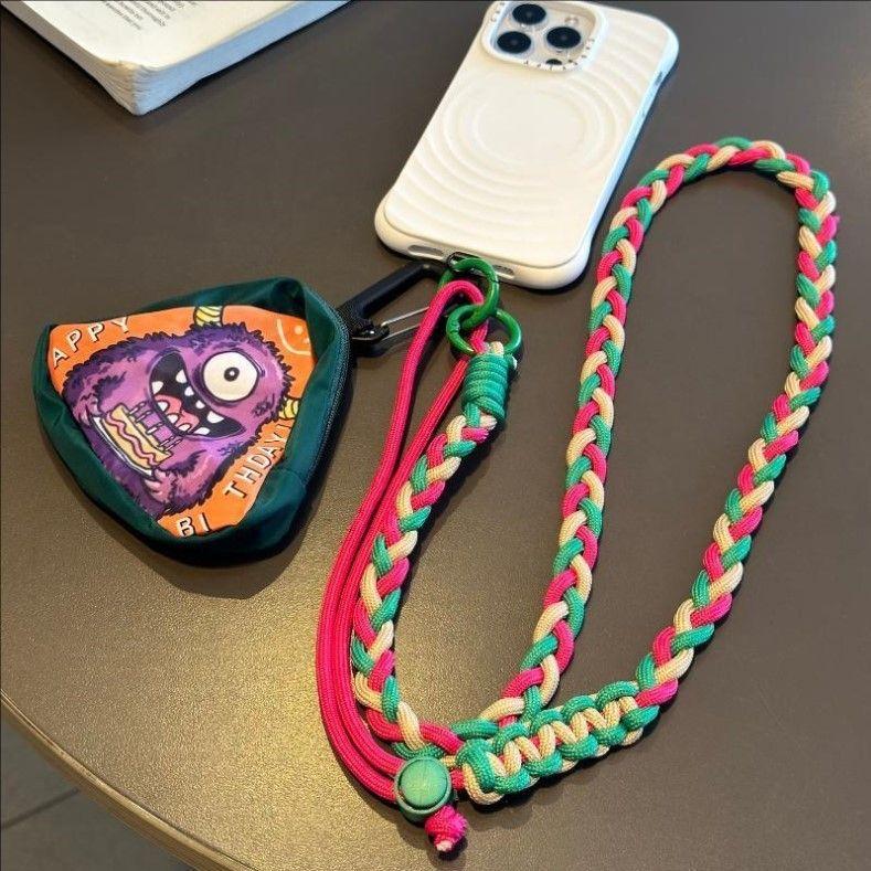 Dopamine color scheme mobile phone case lanyard adjustable messenger portable pendant storage bag multi-functional anti-lost lanyard female