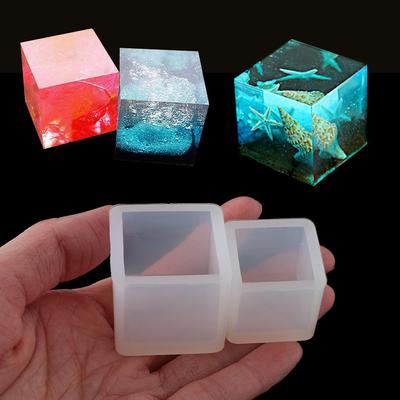 Transparente quadratische Würfel Silikonform Kristall UV Epoxidharz Gießformen DIY Anhänger Schmuckherstellungswerkzeuge