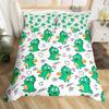 Dinosaur Duvet Cover Set Queen Twin Size,3Pcs Cartoon Dino Print Bedding Set for Kids Boys Room,Soft Microfiber Comforter Cover