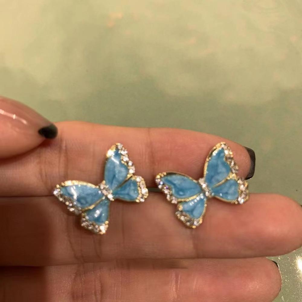 

For Women Inlay Cool Non-Allergic Korean Style Earrings Zinc Zinc Alloy Zircon Earrings Butterfly Earrings