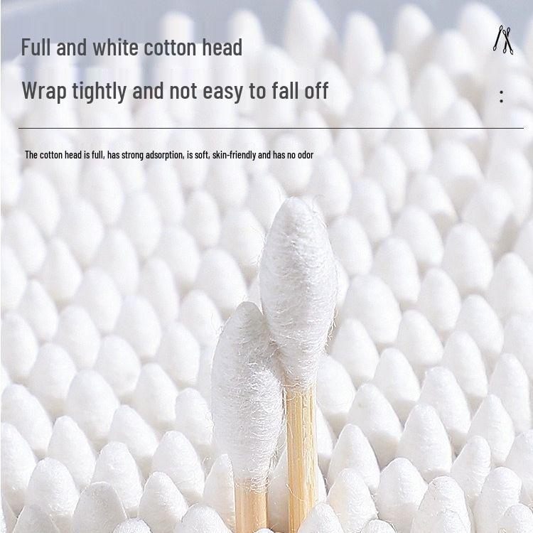 Wooden Cotton Swabs: Double-Ended for Ear Cleaning & Makeup, Disposable, Household Use