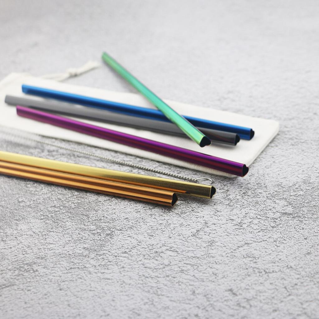 Metallhalm Gjenbrukbart sugerørsett 304 rustfritt stål sugerør rett sugerør med renere børste Festbartilbehør