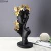 Gold Plated Portrait Sculpture Silence Is Gold Garland Figure Statue Desk Decoration Character Resins Ornaments Abstract Crafts