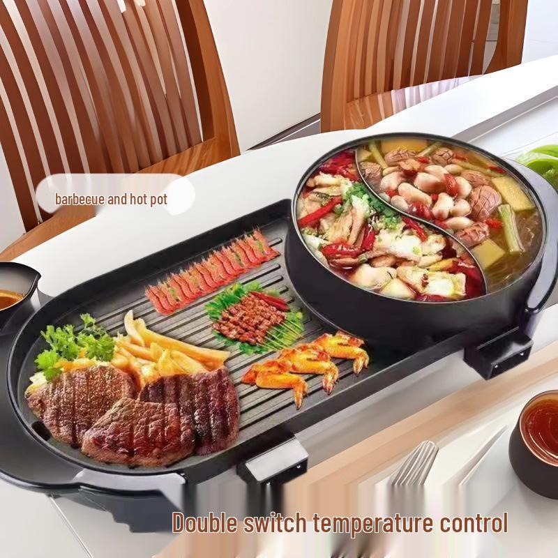 Popular Dual-Control Shabu-Shabu & Grill Electric Pan: Intelligent Temp Control, Multifunctional BBQ & Pot