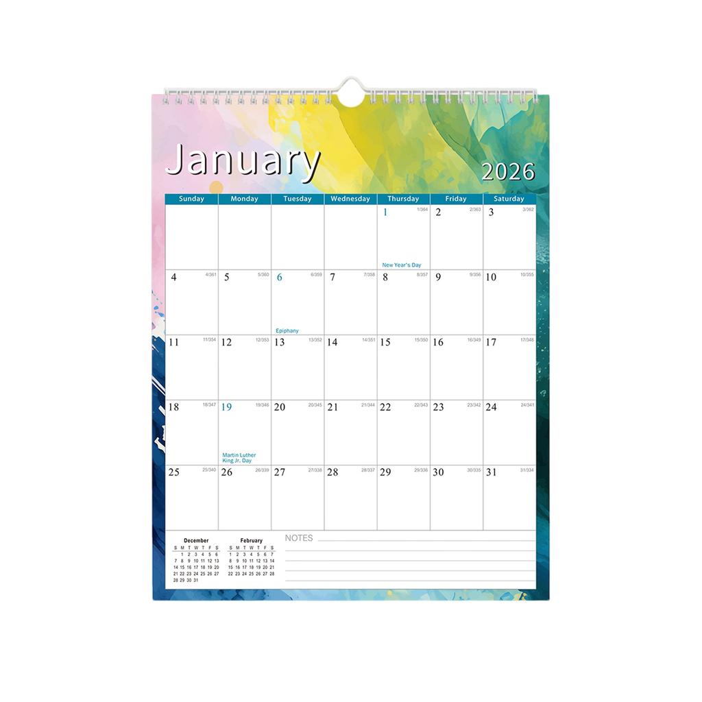 2026 Wall Calendar 12x17 Inch 12 Month Jan To Dec 2026, Thick 120GSM Paper, Large Block Monthly Calendar For Notes, Home Offices & School Scheduling