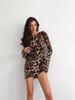 2024 European & American Women's Leopard Print High-Waisted Long-Sleeve Dress - Autumn/Winter Collection