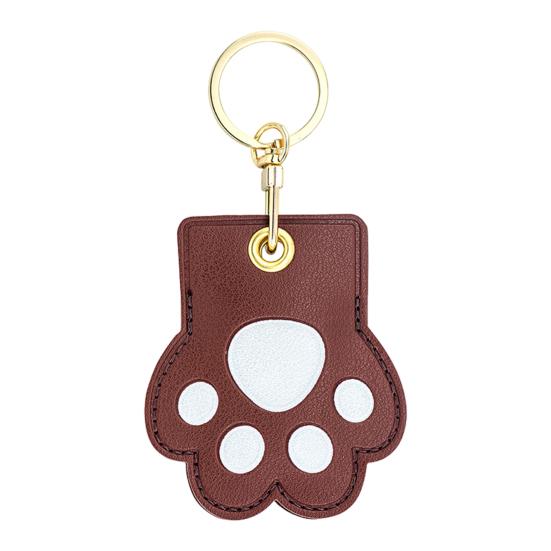Cat Paw Shaped Pet Hair Keychain Faux Leather Pet Fur