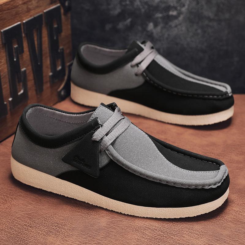 Fashion Suede Loafers Shoes For Men Grey Casual Shoes Men Platform Slip-on Men's Driving Shoes Lightweight Versatile Mens Shoes