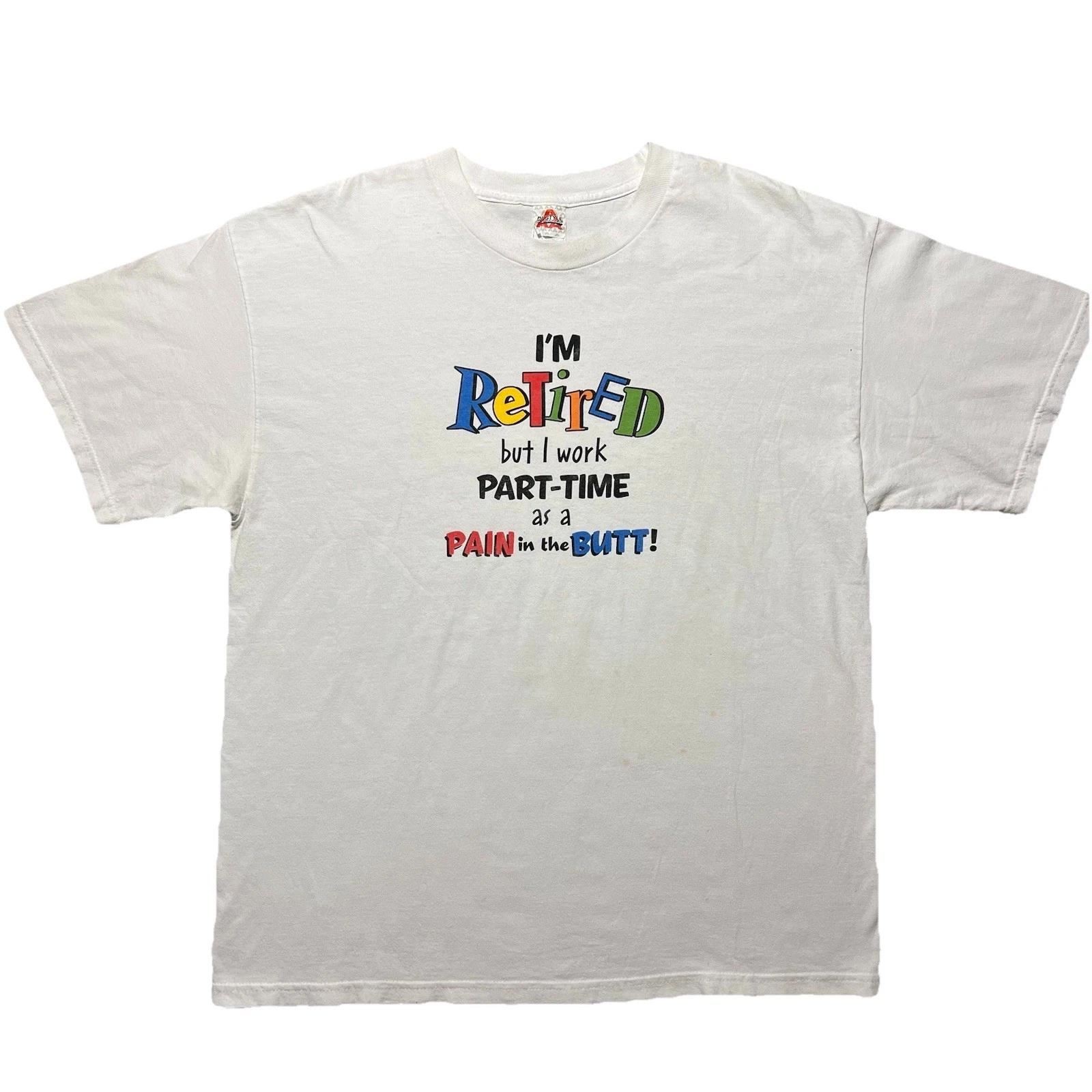 Vintage Y2K Retired Humor T Shirt Mens XL White Funny Graphic 2XL