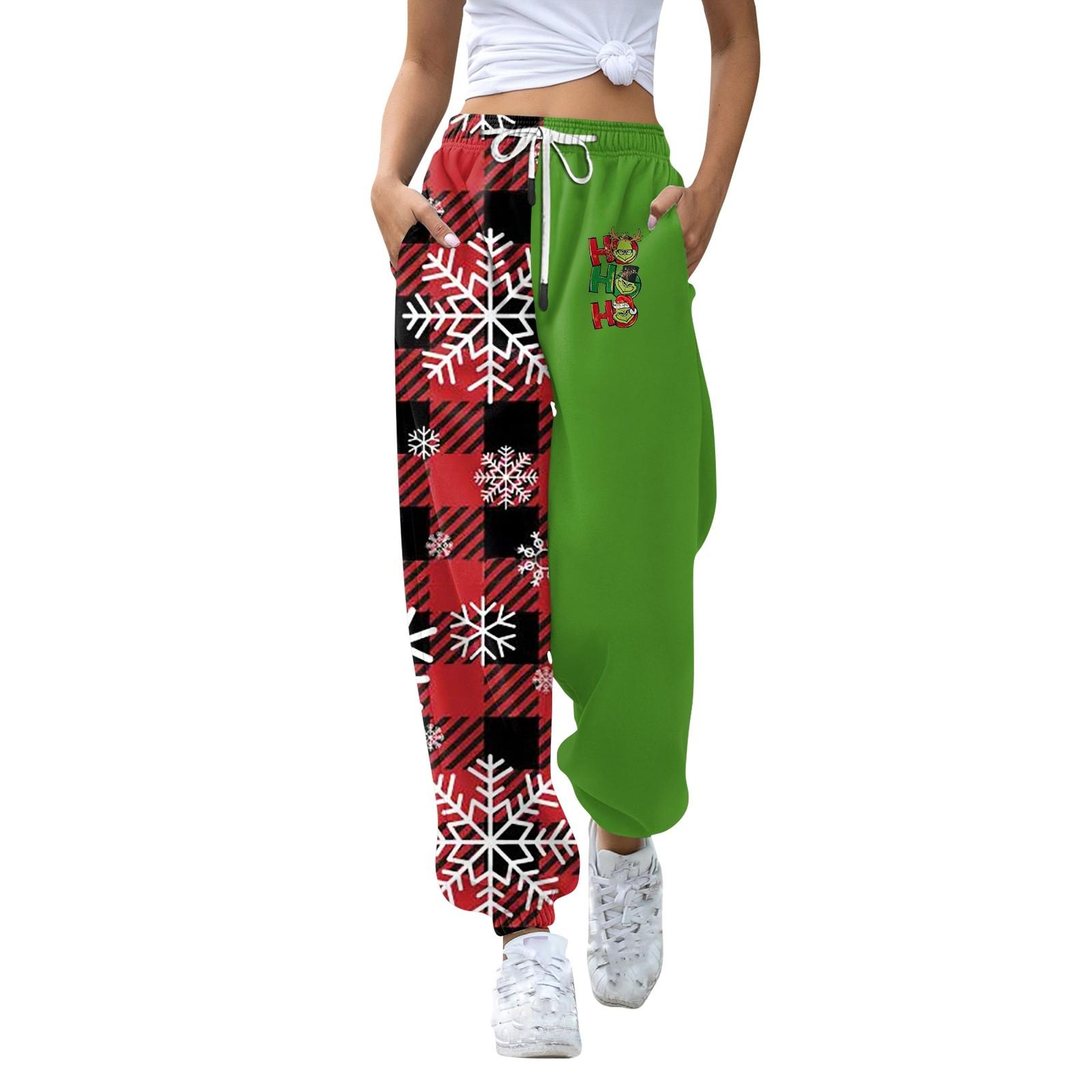 

Женские повседневные модные рождественские принтованные повседневные брюки спортивные брюки длинные брюки брюки с эластичной резинкой на талии XL винный