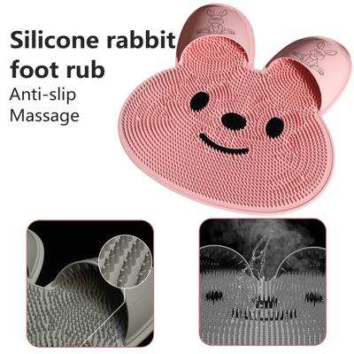 Bunny Shape Foot Scrubber Mat Soft Silicone Bristles Exfoliating Achy Feet Soothing Dead Skin Removal Non Slip Suction Cup Bathroom Feet Massager Mat