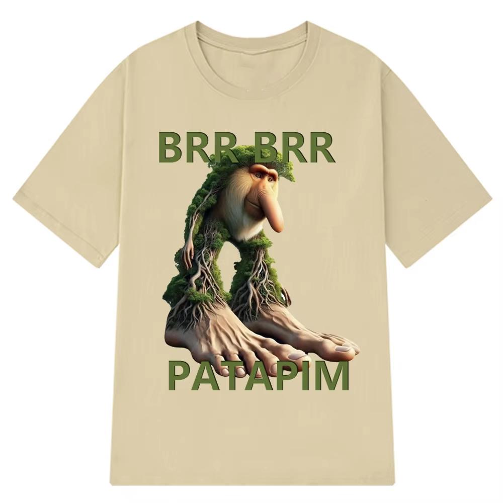 Brr Brr Patapim T Shirt Funny Italian Brainrot Meme Graphic Men Women Tshirt Summer Short Sleeve Cotton Tees Casual Oversize Top