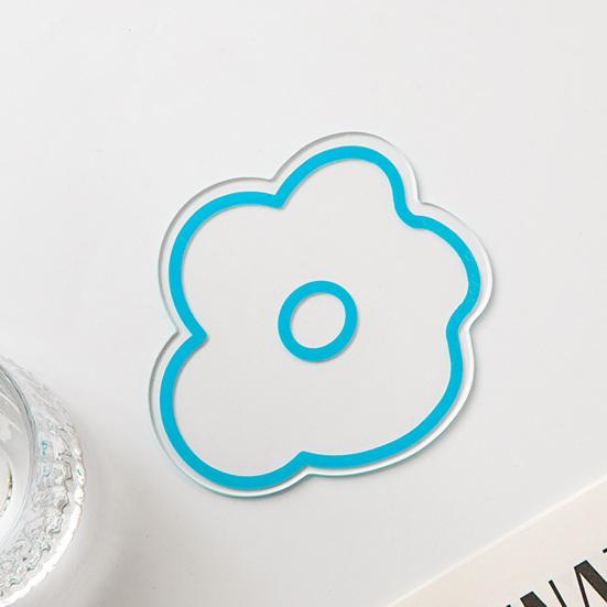Acrylic Flower Coaster Heat-Resistant Scratch-resistant Cup Pads Non-Slip Cute Transparent Cup Mat for Kitchen Living Room Office