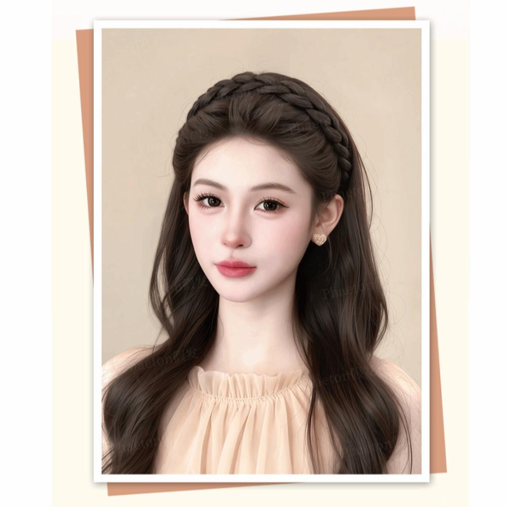 Non-Slip Braided Headband Wig Synthetic Retro Head Hoop Fishbone Braids Hair Bands  for Women