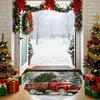1Pcs Christmas Truck Tree Semi Circle Welcome Doormat Non-Slip for Outdoor Patio Porch Kitchen Bathroom Entryway Floor Mat