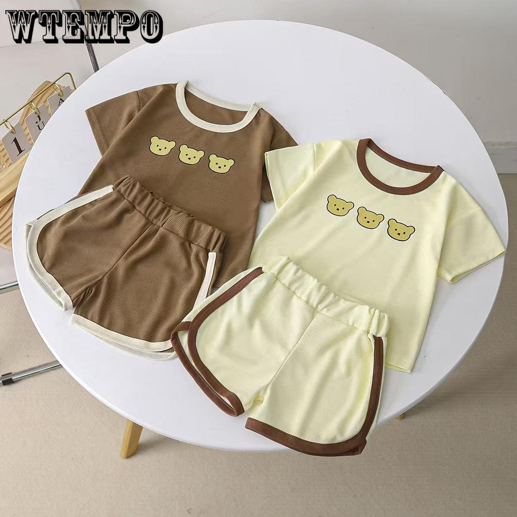 Summer Short Sleeved Top and Shorts Set Children's Short Sleeved Rounded Pants Set Short Set Cartoon Two-piece Set