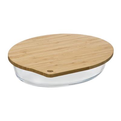 Borosilicate Oval Glass Dish 30 X 21 Cm with Bamboo Lid Atmosphera
